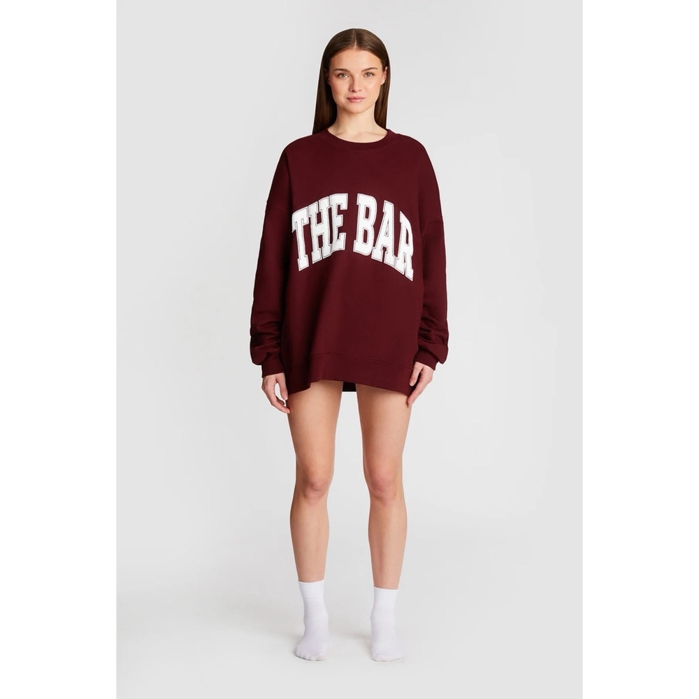 The Bar Maroon Oversized Sweatshirt with White Logo